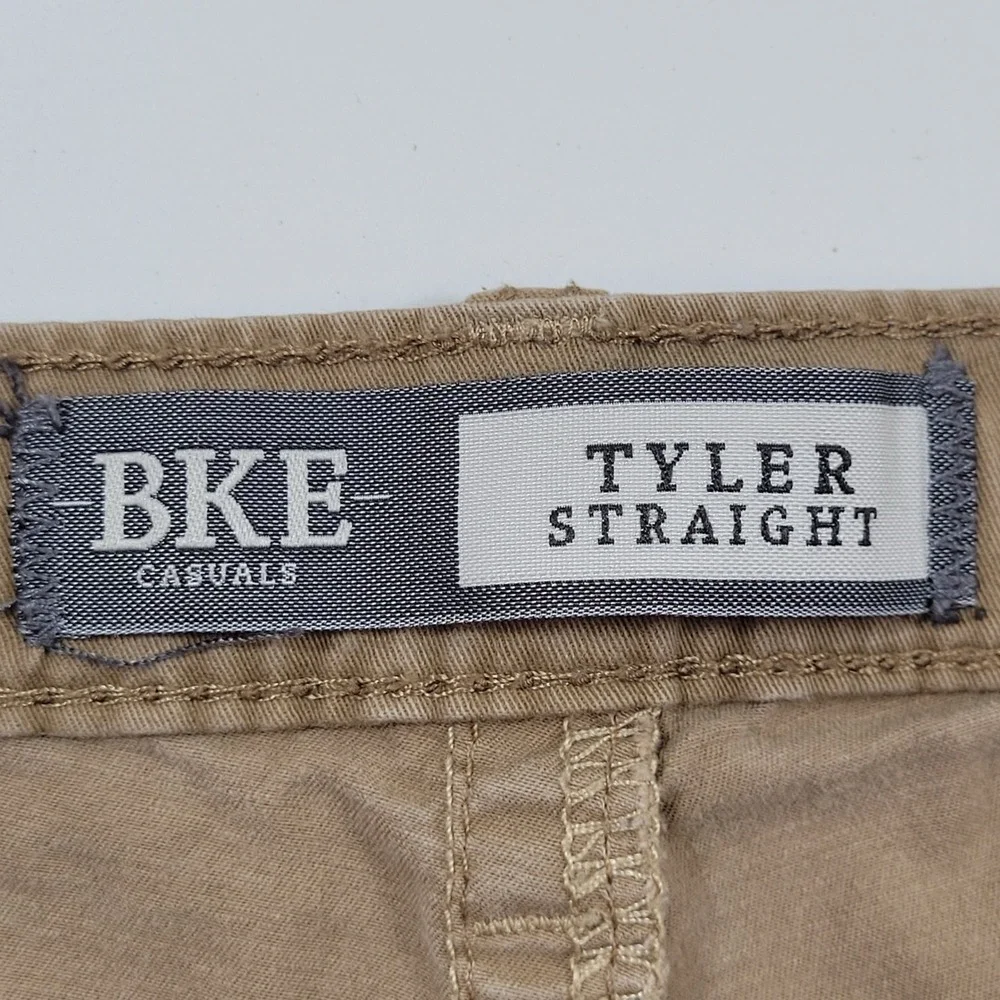 BKE Tyler Straight Pants Mens 34L Khaki Excellent‎ Casual Cotton Blend Stretch